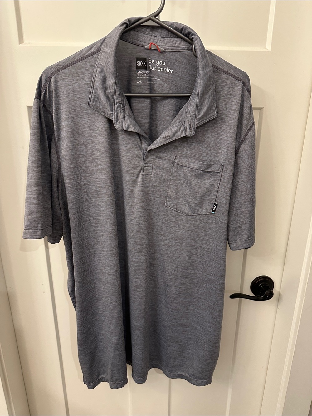 Saxx Men's Heather Gray Short-Sleeve Polo with Chest Pocket